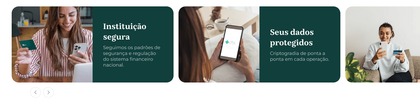 Prova institucional: segurança, proteção de dados, transparência e atendimento humano.